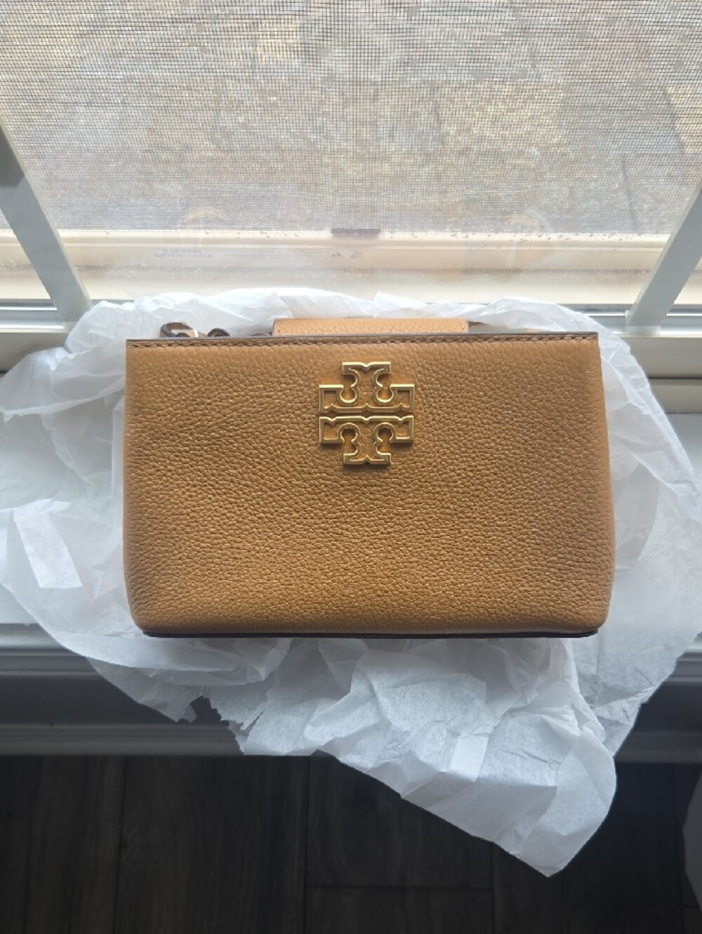 Tory Burch Britten Tan Pebbled Leather Micro Satchel - Picture 5 of 9